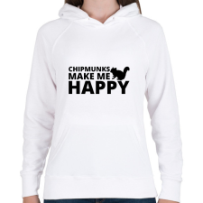 PRINTFASHION Chipmunks make me happy - Női kapucnis pulóver - Fehér női pulóver, kardigán