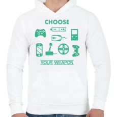 PRINTFASHION choose your weapon - Férfi kapucnis pulóver - Fehér