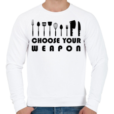 PRINTFASHION Choose your weapon - Férfi pulóver - Fehér férfi pulóver, kardigán