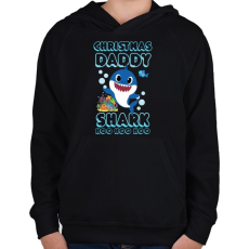 PRINTFASHION Christmas Daddy Shark - Gyerek kapucnis pulóver - Fekete