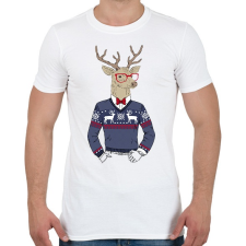 PRINTFASHION Christmas Deer - Férfi póló - Fehér férfi póló