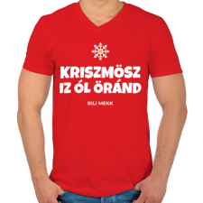 PRINTFASHION CHRISTMAS IS ALL AROUND - Férfi V-nyakú póló - Piros férfi póló