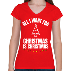 PRINTFASHION CHRISTMAS IS CHRISTMAS - Női V-nyakú póló - Piros