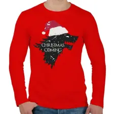 PRINTFASHION Christmas is coming - Trónok harca - fehér - Férfi hosszú ujjú póló - Piros férfi póló