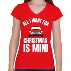 PRINTFASHION CHRISTMAS MINI - Női V-nyakú póló - Piros