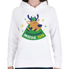 PRINTFASHION Christmas mode ON - Karácsonyi hangulat - Női kapucnis pulóver - Fehér női pulóver, kardigán