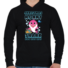 PRINTFASHION Christmas Mommy Shark - Férfi kapucnis pulóver - Fekete
