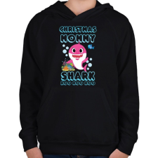 PRINTFASHION Christmas Mommy Shark - Gyerek kapucnis pulóver - Fekete gyerek pulóver, kardigán