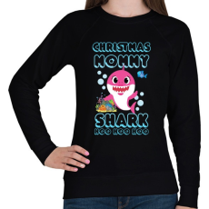 PRINTFASHION Christmas Mommy Shark - Női pulóver - Fekete