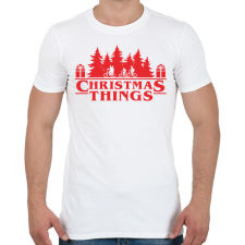 PRINTFASHION Christmas things Sranger Things póló - Férfi póló - Fehér férfi póló