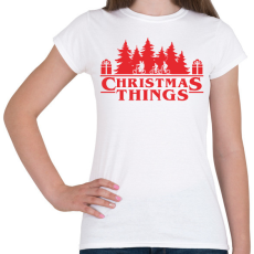 PRINTFASHION Christmas things Sranger Things póló - Női póló - Fehér