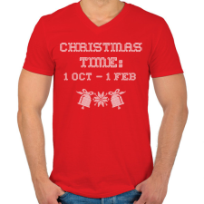 PRINTFASHION CHRISTMAS TIME 3 - Férfi V-nyakú póló - Piros férfi póló