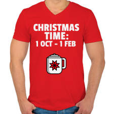 PRINTFASHION CHRISTMAS TIME - Férfi V-nyakú póló - Piros férfi póló