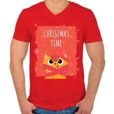 PRINTFASHION CHRISTMAS TIME - Férfi V-nyakú póló - Piros