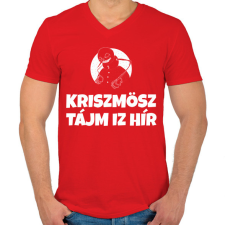 PRINTFASHION CHRISTMAS TIME IS HERE - Férfi V-nyakú póló - Piros férfi póló