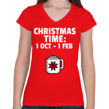 PRINTFASHION CHRISTMAS TIME - Női V-nyakú póló - Piros női póló
