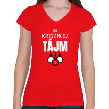 PRINTFASHION CHRISTMAS TIME - Női V-nyakú póló - Piros női póló