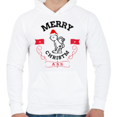 PRINTFASHION ChristmASS3 - Férfi kapucnis pulóver - Fehér
