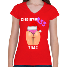 PRINTFASHION ChristmASS 2 - Női V-nyakú póló - Piros női póló