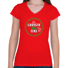 PRINTFASHION ChristmASS 6 - Női V-nyakú póló - Piros