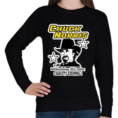 PRINTFASHION Chuck Norris látótávolsága csukott szemmel - Női pulóver - Fekete