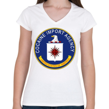 PRINTFASHION CIA cocain import agency - Női V-nyakú póló - Fehér női póló