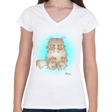 PRINTFASHION Cic alulról - Női V-nyakú póló - Fehér