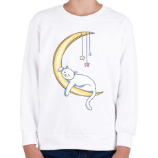 PRINTFASHION Cica a holdon alszik mese - Gyerek pulóver - Fehér