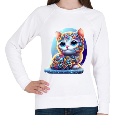 PRINTFASHION Cica alebrije stílusban - Női pulóver - Fehér női pulóver, kardigán