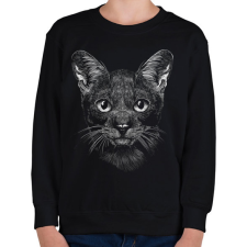 PRINTFASHION Cica arc sötét alaphoz - Gyerek pulóver - Fekete gyerek pulóver, kardigán