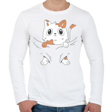 PRINTFASHION Cica baba - Férfi hosszú ujjú póló - Fehér férfi póló