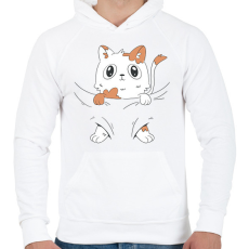 PRINTFASHION Cica baba - Férfi kapucnis pulóver - Fehér