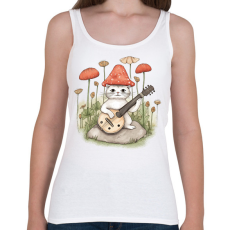 PRINTFASHION Cica banjóval - Női atléta - Fehér