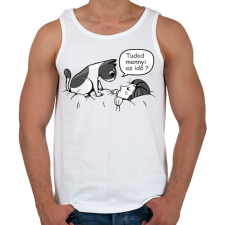 PRINTFASHION Cica barát - tudod mennyi az idő - Férfi atléta - Fehér atléta, trikó