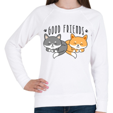 PRINTFASHION Cica barátok - Női pulóver - Fehér
