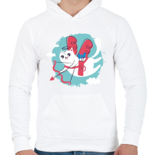 PRINTFASHION Cica - cat is in the air ! - Férfi kapucnis pulóver - Fehér férfi pulóver, kardigán