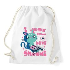 PRINTFASHION Cica - Csak igazán szeretem a shushit - Sportzsák, Tornazsák - Fehér tornazsák