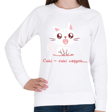 PRINTFASHION Cica cuki vagyok  - Női pulóver - Fehér