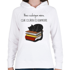 PRINTFASHION Cica és Könyv - Női kapucnis pulóver - Fehér