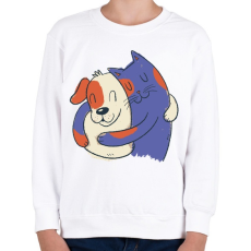 PRINTFASHION Cica és kutya barátok - Gyerek pulóver - Fehér