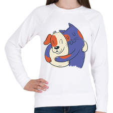 PRINTFASHION Cica és kutya barátok - Női pulóver - Fehér női pulóver, kardigán