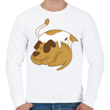 PRINTFASHION Cica és kutya barátság - Férfi pulóver - Fehér férfi pulóver, kardigán