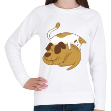 PRINTFASHION Cica és kutya barátság - Női pulóver - Fehér