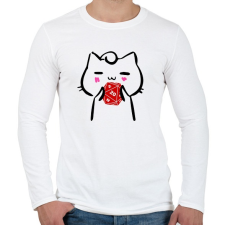 PRINTFASHION Cica és piros D20 - Férfi hosszú ujjú póló - Fehér férfi póló