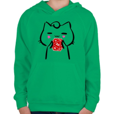 PRINTFASHION Cica és piros D20 - Gyerek kapucnis pulóver - Zöld gyerek pulóver, kardigán