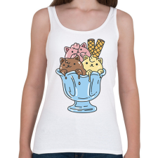 PRINTFASHION Cica fagyi - Női atléta - Fehér női trikó