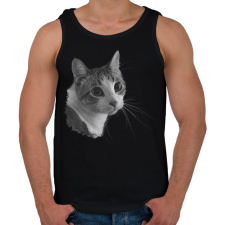 PRINTFASHION Cica (fekete fehér újság) - Férfi atléta - Fekete atléta, trikó