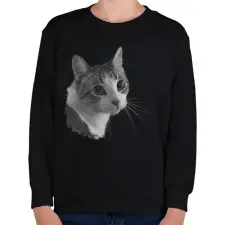 PRINTFASHION Cica (fekete fehér újság) - Gyerek pulóver - Fekete gyerek pulóver, kardigán
