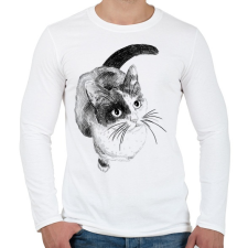 PRINTFASHION Cica - Férfi hosszú ujjú póló - Fehér férfi póló