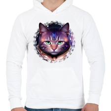 PRINTFASHION Cica - Férfi kapucnis pulóver - Fehér férfi pulóver, kardigán
